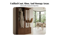 Multifunctional Coat Rack Standing Cabinet Shoe Organizer Solid Wood Construction Partition Furniture Space Saving Unit Suitable for Families Entryways