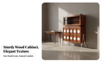Mid-Period Modern Sideboard Solid Wood Wooden Storage Cabinet Retro Design Wooden Accent Cabinet for Homeowners, Adults, Living Room, Hallway, Bedroom