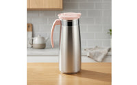Brushed Metal Stainless Steel Water Pitcher Cold Stainless Steel Water Jug Modern Beverage Pitcher Elegant for Hosts, Servers, Kitchen