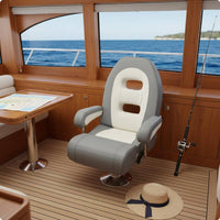 High-Back Boat Seat Molded Shape Cushioned Boat Chair Oval Cutouts Upholstered Marine Chair