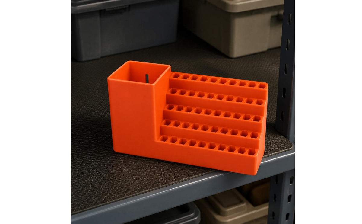 Orange Drill Bit Holder Rounded Edges Hex Bit Organizer Tool Storage PP Plastic Rectangular