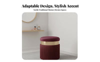 Round Tassel Footstool Nordic Style Upholstered Round Stool Breathable Textile Tasseled Vanity Seat for Bedroom