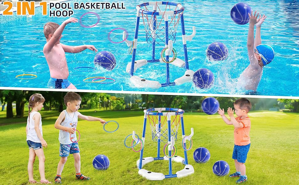 Water Basketball Pool Toy Set with Backboard and Balls