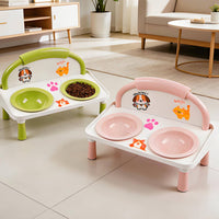 Elevated Cat Food Bowls Non-Slip Double Ceramic Pet Bowl for Small Dogs, Kittens