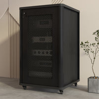 1 Piece Home Theater Amplifier Rack Audio Equipment Cabinet Professional Audio Rack Heavy-duty Casters Lockable Door with Wheels Suitable for Audiophiles Djs KTV Room Studio