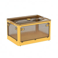Foldable Bin with Doors Transparent Foldable Storage Box with Lid Space-Saving for Closet