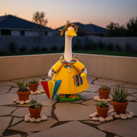 Goose Clothes with Hat and Umbrella Rainbow Trim Goose Raincoat Costume for Lawn