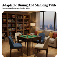 Folding Mahjong Table New Chinese Aesthetic Manual Mahjong Table Foldable Design Sturdy Construction for Families, Dining Room