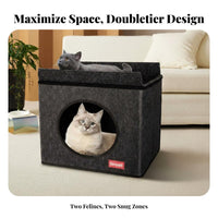 2tieredstory Feline Cube Foldable Two-Storytieredstory Feline Cube With Scrapeing Pad Long-Lasting Stable for Indoor