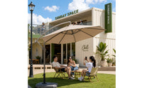 UPF50plus Cantilever Umbrella with Light Wheeled Offset Umbrella with Weighted Base Water-Repellent Heavy Duty for Restaurant Owners, Garden