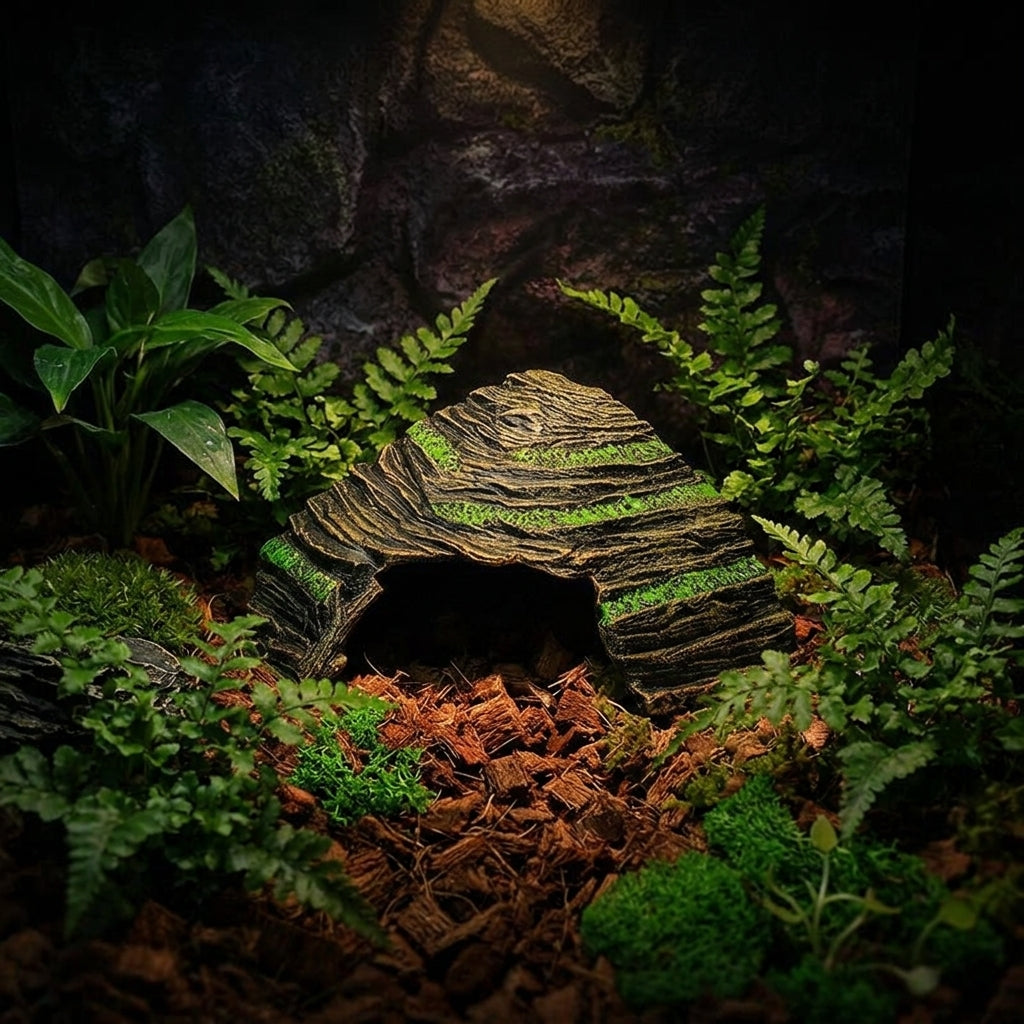Textured Rock-like Snake Hide for Aquatic Tank, Turtle Tank Basking Area and Snake Hide, Dark Dark Gray Standalone Reptile Habitat Decor
