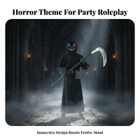 8 Pieces Grim Reaper Robe Set Faceless Hood Cosplay Garment Includes Accessories
