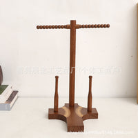 Wooden Sports Ring Holder Baseball Bracelet Storage Rack Desktop Championship Jewelry Display Stand
