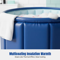 Folding Double Bathtub for Two, Large Home Soaking Tub for Adults & Kids with Lid