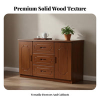 Living Room TV Stand Multifunctional Media Console with Storage Wooden Cabinet Solid Wood Construction Smooth-closing Doors Suitable for Bedroom Entryway Dining Room