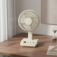 Retro Desktop Fan Small-Sized Design Type-C Battery-Powered Fan Adjustable Speed Motorless Engine for Dorm Room, Travel