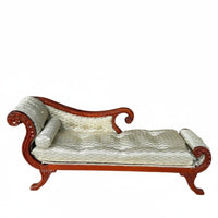 1:12 Scale Dollhouse Fainting Couch Daybed Wooden Frame Miniature Upholstery Sofa for Collectors, Hobbyists, Diorama