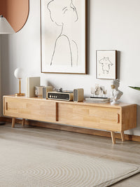 Qianchu Solid Wood TV Cabinet for Small Living Room, Modern Nordic Style
