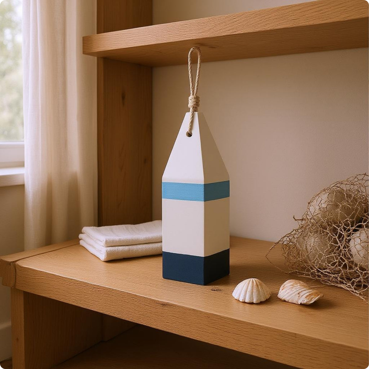 Nautical Buoy Ornament Rope Loop Wooden Buoy Ornament Painted for Display