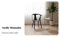 Curved Backrest Dining Chair All-Wood Wood Construction Armchair Nordic Design Wabi-Sabi Aesthetic for Homeowners, Study Room