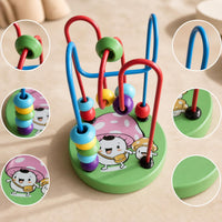 Kids Wooden Russian Block Puzzle Knocking Piano Set Column Threading Beading Clock Maze Educational Toy