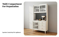Sintered Stone Top Sideboard Storage Cabinet Buffet Cabinet Fluted Glass Drawers Multifunctional Hard-wearing Surface Suitable for Homeowners Families Dining Room Kitchen Hallway