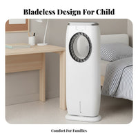 Water-Cooled Air Chiller Humidifier Function Portable Air Chiller Fan Low Noise Humidifying Bladeless Fan for Kids, Dorm Room, Bedroom, Office