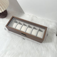 Black Walnut Wood Grain Watch Storage Box with Silk Cotton Lining, 12-Slot