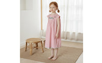 Embroidered Summer Dress Sleeveless Floral Dress Back Tie Design Sundress for Girls, Outing