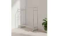 Heavy Duty Double Rod Clothes Rack Space-Saving Double Rod Clothing Rack Long-Lasting Furniture Stable for Laundry Room