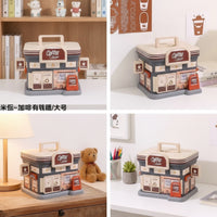 Miniature Coffee Shop Currency Box Tabletop Currency and Bill Currency Box Decorative Savings Bank with Handle Portable for Children, Children, Collectors, Desk, Study, Bedroom, Office