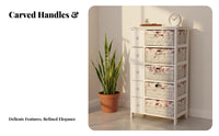 Tall Organizer with Baskets Space-Saving Design 5-Drawer Vertical Chest
