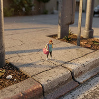 Backpack Phone-Calling Woman Figurine Model Decoration 1:64 Female Figurine Display Piece 1/64 Scale Figure High Detail