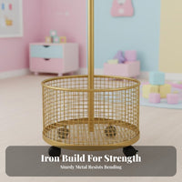 Rolling Clothes Rack with Basket Freestanding Design kids' Dress-up Rack