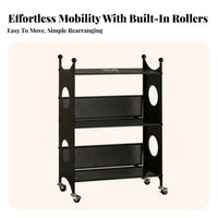 Multi-Level Rolling Cart Space Saving 4-Tier Mobile storage cart adaptable Use Ventilated Shelves for Students, Homeowners