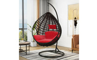Freestanding Egg Chair with Stand Woven Hanging Egg Chair Stable Rattan Swing Seat Luxuriously Soft for Adults, Living Room