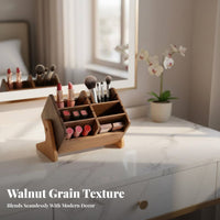Tiered Wooden Makeup organizer Walnut Finish Vanity Organizer Large Capacity