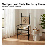 Cane Rear Dining Chair Woven Rearrest Cane Rear Armchair Sturdy Wood Frame Vintage & Design for Homeowners, Living Room, Cafe