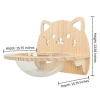 Shelves Climbing Frame with Suction Cup, Solid Wood Climbing Shelf Wall with Capsule Bed, Feline Visage Lounging Perch for Adult Indoor Cats