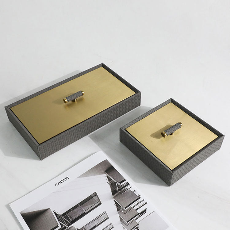 Modern Minimalist White Gold Woven Jewelry Box Storage Organizer