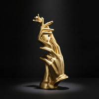 Hand Statue with Roses Golden-Hand Statue Sculptural for Living Room, Bookshelf