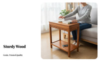 Tiered Wooden Stand Neotimelessal Aesthetic Narrow Storage Table Multitier Design Adaptable Use for Homeowners, Small Spaces