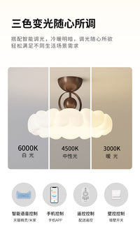 QINGYAO清瑶 美式乡村吸顶灯奶油中古风卧室灯儿童房新中式南瓜灯 【全光谱护眼】B款 白+咖色 52CM 三色