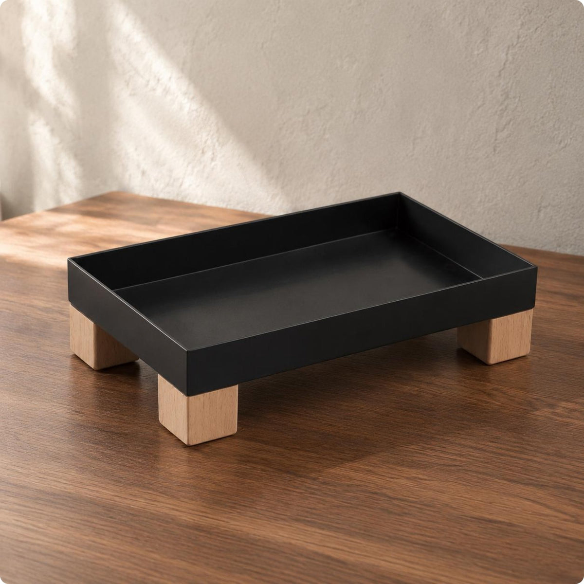 Wood Desktop Storage Box Decorative Square Wooden Tray Multi-Purpose