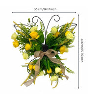Artificial Flower Hanger Easy to Hang Iron Frame Flower Hanging Handmade Butterfly Shaped Wreath for Porch