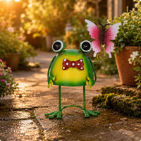Iron Frog Garden Ornament Creative Design Metal Frog Statue Anti-Rust Coating