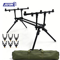 European Style Carp Fishing Three-Head Rod Holder with Ground Spike Aluminum Alloy Fishing Rod Rest