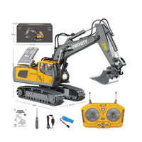 Excavator with Alloy Scoop 1:20 Scale Wireless Control Excavator RC Digger 11-Function Digger Tracked for Children, Indoor Play