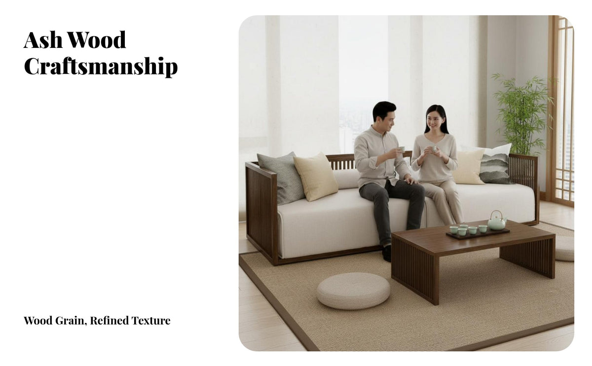 serene aesthetic Design Modern Oriental Couch Song era Inspired Sofa Set sturdy Wood Frame Living Room Furniture Minimalist Aesthetic for Interior Designers, Business Owners, Office Managers, Model Home, Reception Hall, Lobby, Apartment