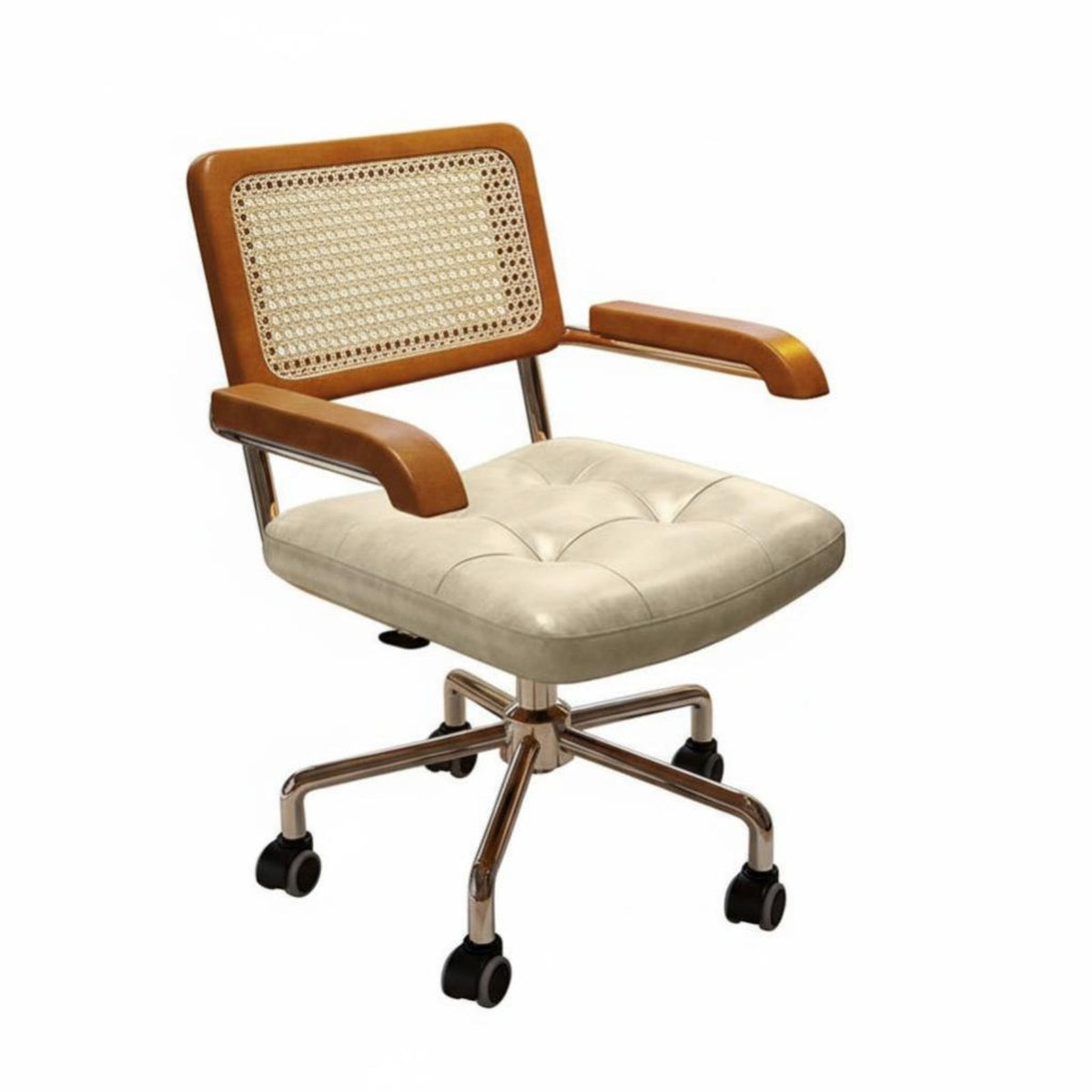 Cane-Back Nonice Armchair Support Swivel Seat Easy Assembly for Workspace